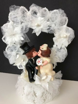 Vintage Kissing Couple Wedding Cake Topper Coast Novelty 1959