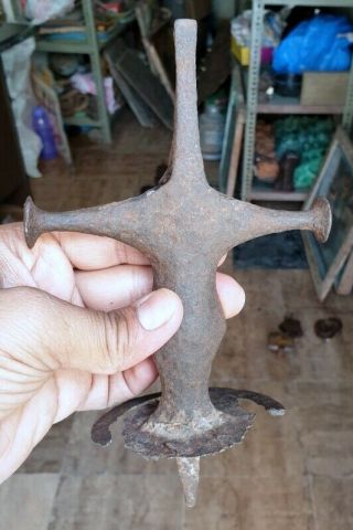 Old Antique Hand Crafted Iron Sword Hilt Handle