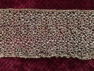 Antique Handmade Crochet Lace Edging 30 " By 7 3/4 "