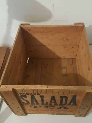 Antique SALADA Wooden TEA Box Crate Graphics Fresh from the gardens 17 