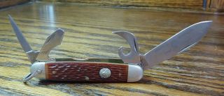 Vintage Camillus Boy Scouts Of American Folding Pocket Knife 2.  5 " Multi Tools/bl