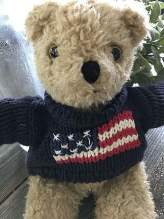 Ralph Lauren Vintage Plush Teddy Bear 1990 Limited Edition Flag Sweater 12” 2