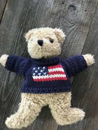Ralph Lauren Vintage Plush Teddy Bear 1990 Limited Edition Flag Sweater 12” 5