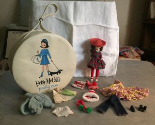 Vintage 1950s Betsy Mccall 8 " Doll With Clothing & Pretty Pac Case & Extra Shoes