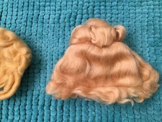 2 blonde doll wigs Mohair? looks like size 9 & 13. 3