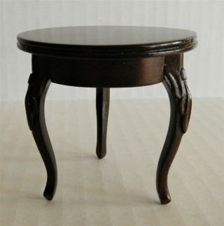 Sonia Messer Victorian Rococo Mahogany Round Dollhouse Table W/ Orig.  Label