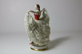 Antique Muller & Volkstedt Dresden Porcelain Lace Figurine 5