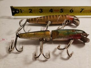 2 Vintage Glass Eye Pflueger Palomine Fishing Lures