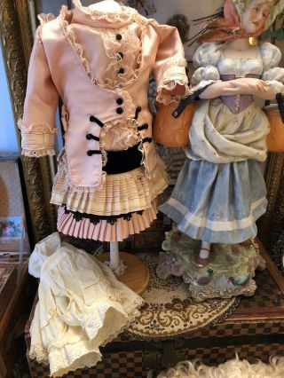 Antique Style Vintage Silk & Lace 4pc French Style Child Doll Dress
