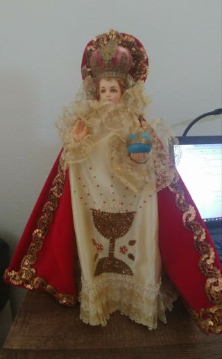 Catholic Porcelain Baby Jesus Doll,  Vintage,  Circa 1960 " S