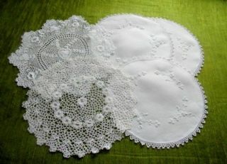 Antique Doilies/mats - Irish Crochet/hand Embroidery - Col.  X 5