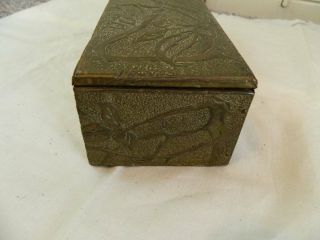 Vtg hand crafted tooled copper box jewelry glove 11 x 4 5
