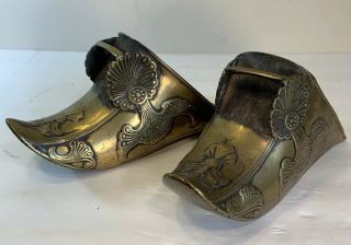 Antique Ornate Brass Stirrup Spanish Conquistador Horse Foot Shoe Armor 2