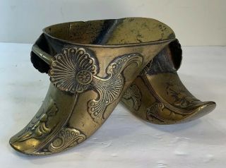 Antique Ornate Brass Stirrup Spanish Conquistador Horse Foot Shoe Armor 3