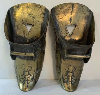 Antique Ornate Brass Stirrup Spanish Conquistador Horse Foot Shoe Armor 4