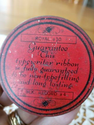 Antique 1914 Royal 10 Typewriter Ribbon Tin Case Box 2.  5 
