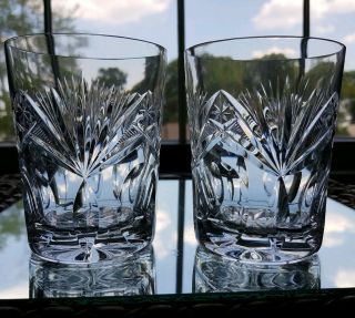 Two Antique Abp Cut Glass Crystal Tumblers