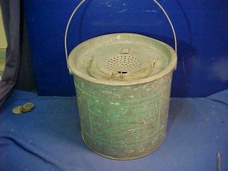 Vintage Lucky Waters Galvanized Metal Minnow Bucket