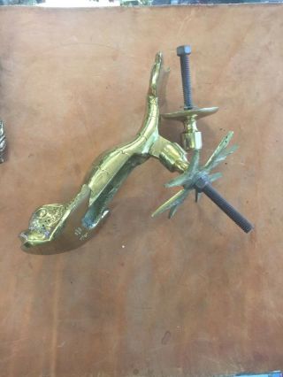 Antique Brass Door Knocker Fish with Malta Cross and strike plate 2