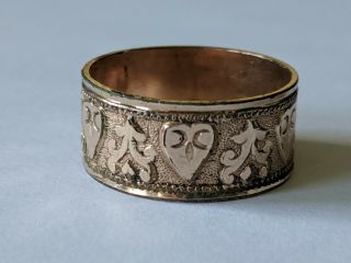 Antique Victorian Gold Filled Heart Cigar Band Ring Size 6
