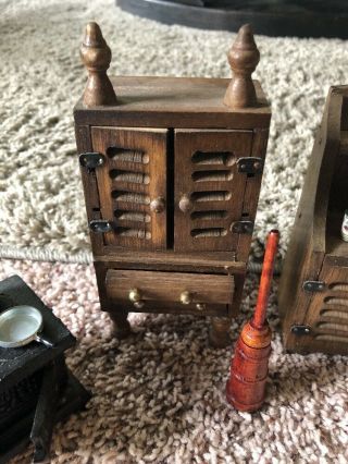 Vintage Dollhouse Wooden/Cast Iron Kitchen Set With Accessories 3