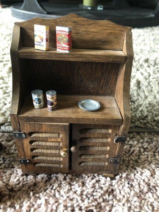 Vintage Dollhouse Wooden/Cast Iron Kitchen Set With Accessories 5