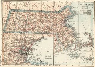 1921 Antique Massachusetts Map Vintage State Map Of Massachusetts 5001