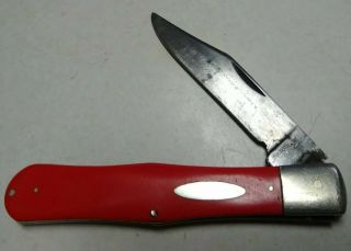 Vintage Westaco Western Cutlery U.  S.  A.  1 Blade Pocket Knife Red,  Orange Grips