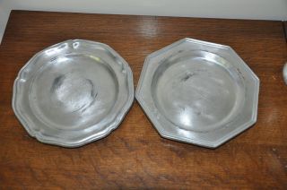 2 Wilton Armetale Pewter Plates Queen Anne And Octagon 7 "