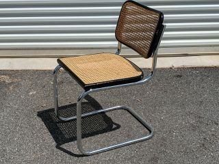 Mcm Marcel Breuer Black Framed Caned Chrome Cesca Chair (1) Made In Italy