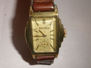 Vintage Art Deco Bulova Mens Watch 10k Gold Filled 17 Jewels