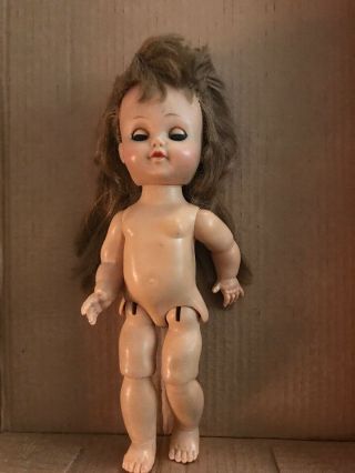 Vintage Eegee Doll Sleep Eyes Hard Body Rubber Face Jointed Knees Blonde 10 "