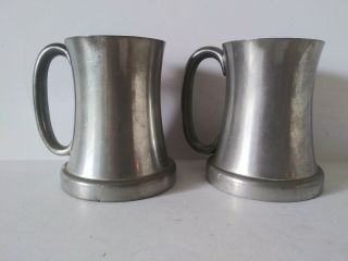 Vintage Abercrombie & Fitch Co.  Pewter Tankards Set Of 2 England Glass Bottom