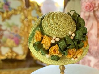 Artisan Miniature Dollhouse Vintage Fabulous Victorian Straw Ladies Summer Hat