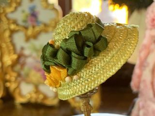 Artisan Miniature Dollhouse Vintage FABULOUS Victorian Straw Ladies Summer Hat 2