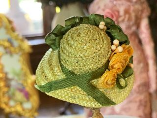 Artisan Miniature Dollhouse Vintage FABULOUS Victorian Straw Ladies Summer Hat 3