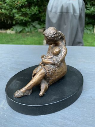 1975 Vintage Mother & Child Bronze Sculpture,  Signed And Numbered Bronze A3687