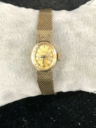 Vintage Ladies Girard Perregeux 10k Gf Mesh Band Mechanical Watch