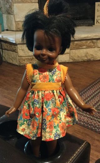 1970 Ideal African American Black Velvet Doll Tagged In Perfect Shape