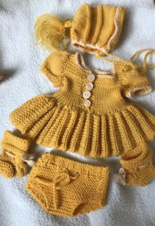 Vintage Doll Outfit For 11” Dy - Dee Doll Yellow Crocheted No Doll