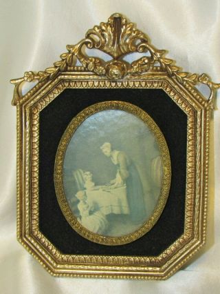 Vintage Framed Picture Or Print Of Mother And Children Made In Usa 6 ½ " X 4¾ "