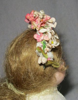 Vintage Doll Hat - Garland - Headband - Pink & Ivory Flowers 3