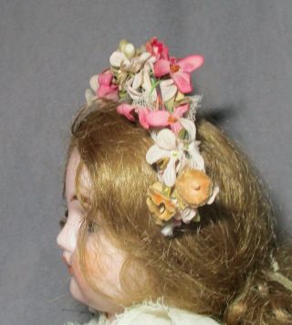 Vintage Doll Hat - Garland - Headband - Pink & Ivory Flowers 5