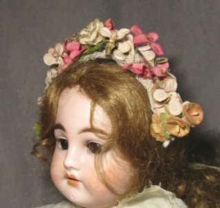 Vintage Doll Hat - Garland - Headband - Pink & Ivory Flowers 6