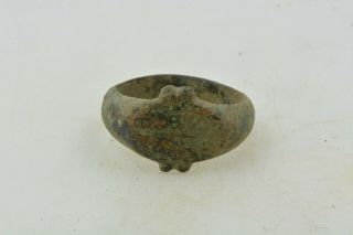 Antique Roman Byzantine Medieval Bronze Ring 100 - 1200 Ad 20 Size 7 3/4