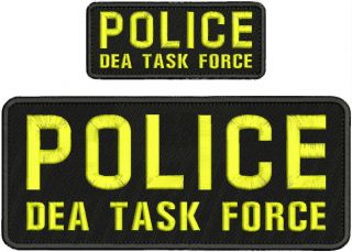 Police Dea Task Force Embridery Patch 4x10 And 2x5 Hook On Back Black/yellow