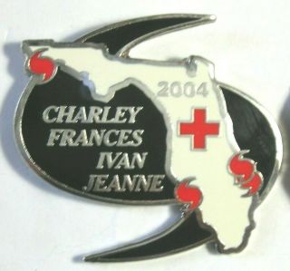 Florida 2004 Hurricane Charley,  Frances Ivan & Jeanne American Red Cross Pin