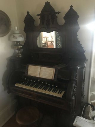 Victorian Parlor Pump Organ And Stool