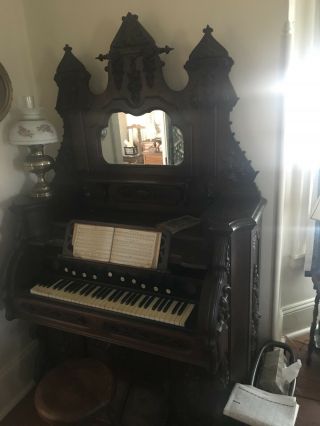 Victorian Parlor Pump Organ and stool 2