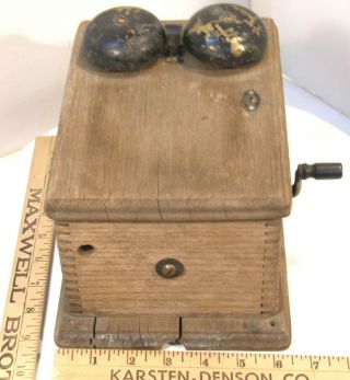 Antique Vintage Western Electric Oak Wooden Telephone Wall Ringer Box W/crank